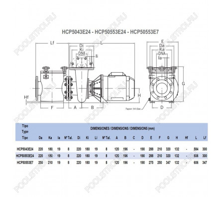 Насос для бассейна Hayward HCP50553E24 (58м³/ч 45кВт 380В)